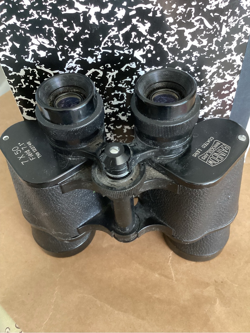 Vintage 7x50 Black Outdoor Binoculars with Central Focus